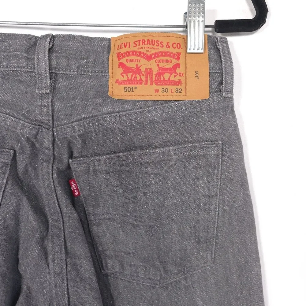 LEVIS 501 Mens Jeans 28x29 White Oak Cone Denim Button Fly GraySilver 00501-2128